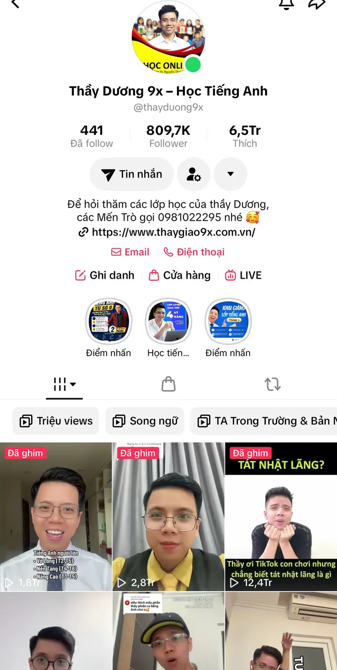 Kênh TikTok của Thầy Dương
